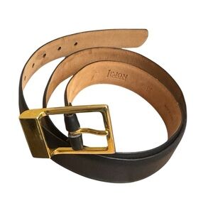 LEJON Italian Calfskin Size XL Women’s Black Leather Gold Buckle Made in USA EUC